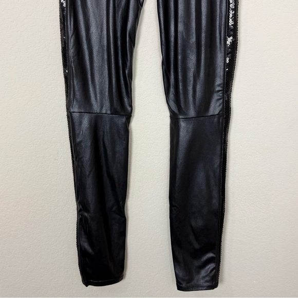 SPANX Sequined Faux-Leather Black Leggings Size Small - Picture 11 of 15